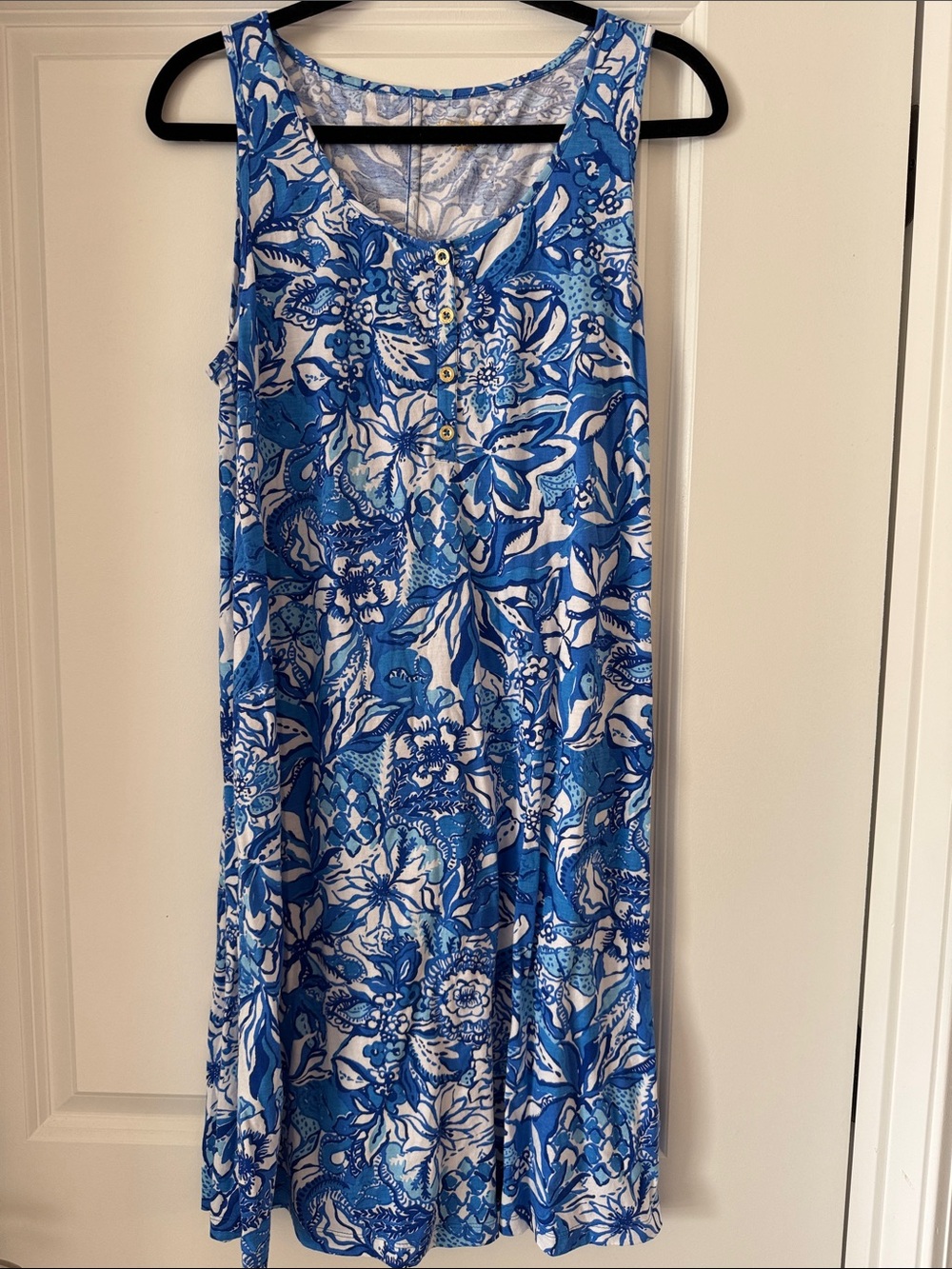 Never worn! Lilly Pulitzer Sleeveless Blue Floral Swing Dress